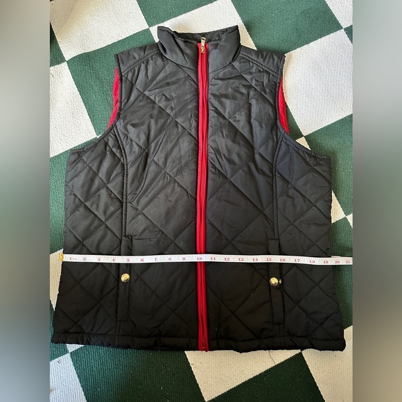 Lauren Ralph Lauren Green Label Black Quilted Vest Red Lining | Women’s Size L - Picture 2 of 7